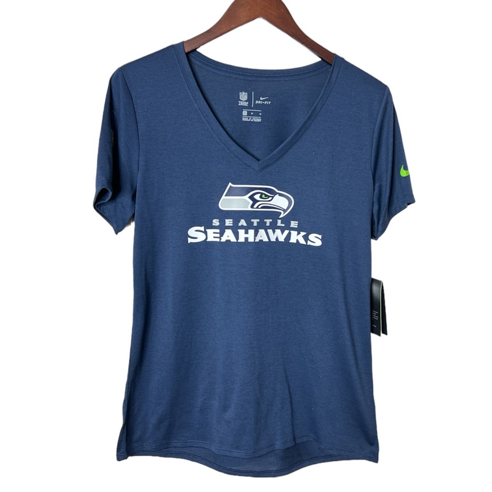 NWT Seattle Seahawks V Neck Navy Nike Tee Women's Size Medium